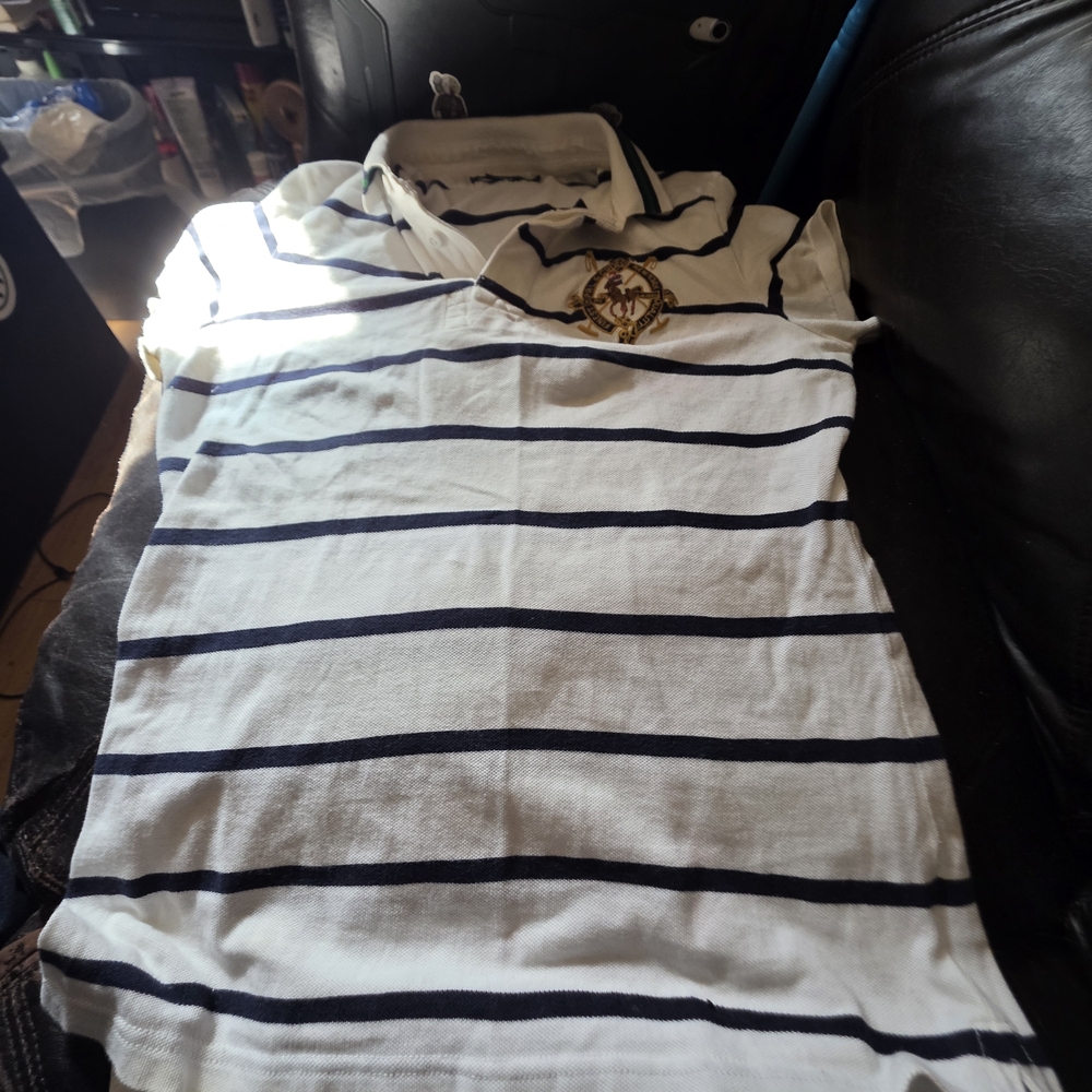 Ralph Lauren White and Black Striped Short Sleeve Tee